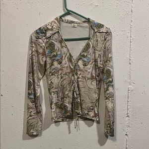 Aritzia Marble Print Long Sleeve Blouse